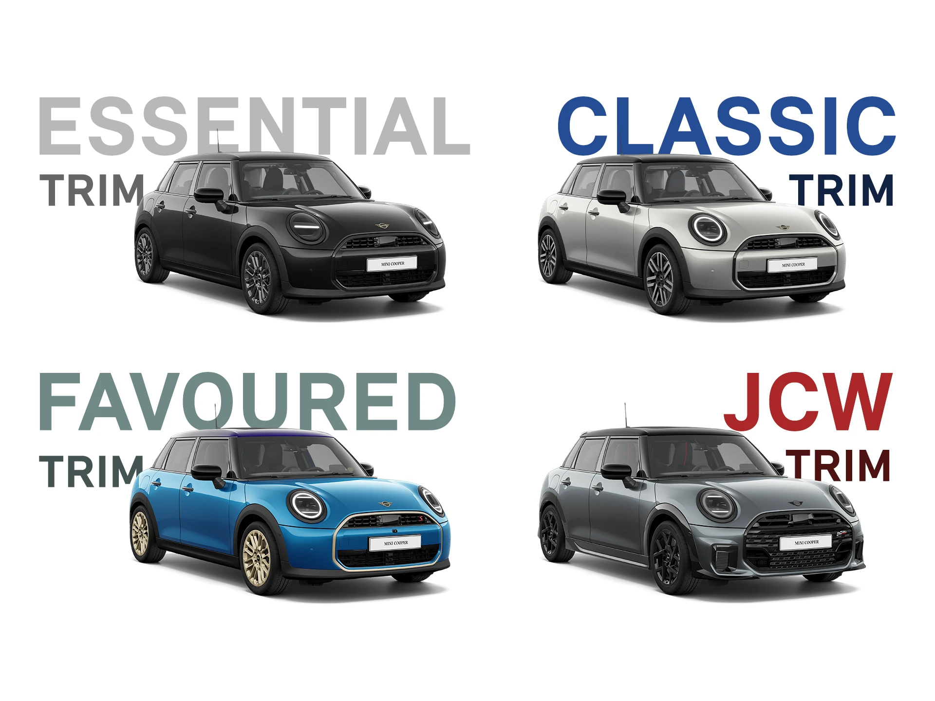 Video showcasing exterior and interior customisation options for the MINI Cooper 5‑Door in various official MINI paint colours.