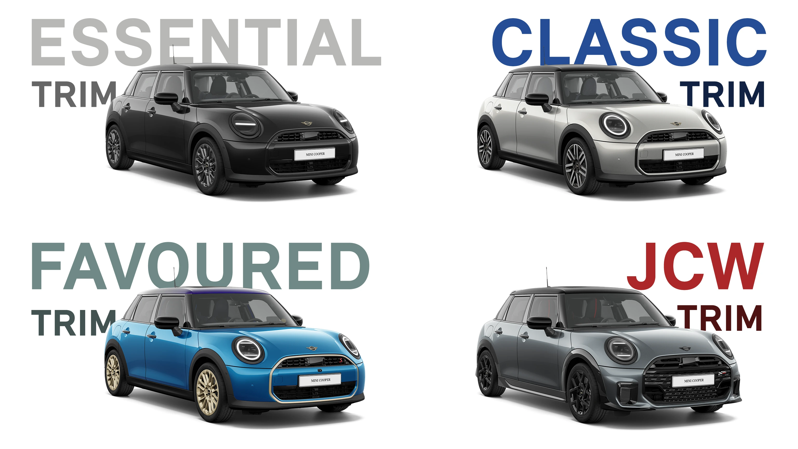 Video showcasing exterior and interior customisation options for the MINI Cooper 5‑Door in various official MINI paint colours.